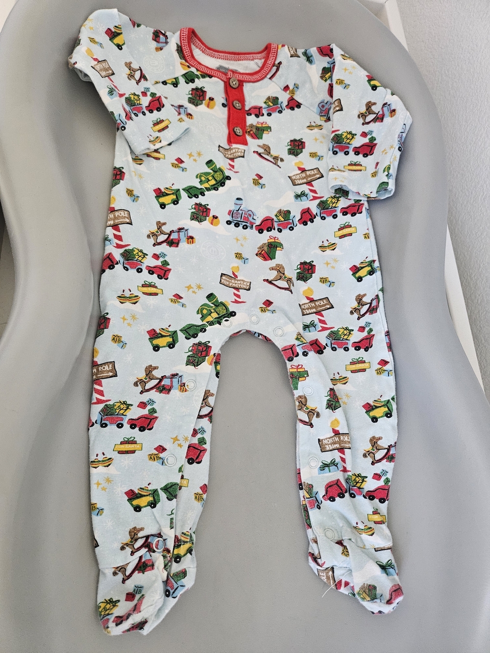 Mudpie Holiday Print One-Piece in Light Blue